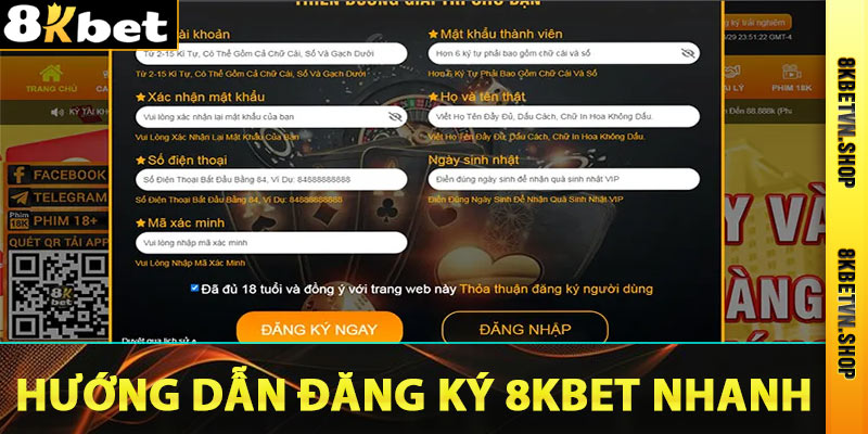 Hướng dẫn đăng ký 8kbet nhanh