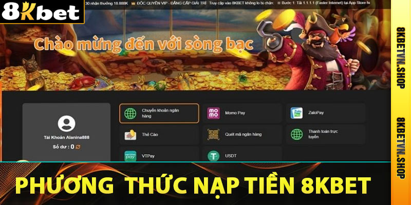 Phương thức nạp tiền 8kbet